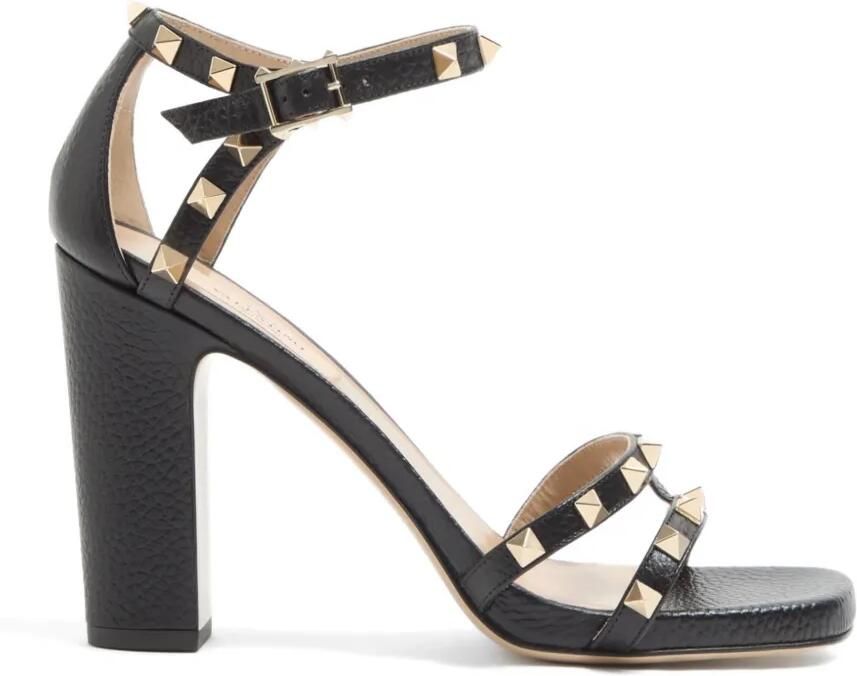 Valentino Garavani Rockstud sandalen van kalfsleer met elandprint Zwart