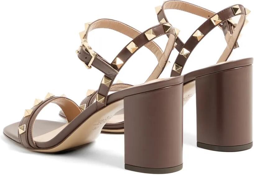 Valentino Garavani Rockstud sandalen van korrelig kalfsleer met bandje 80 mm Bruin - Foto 3