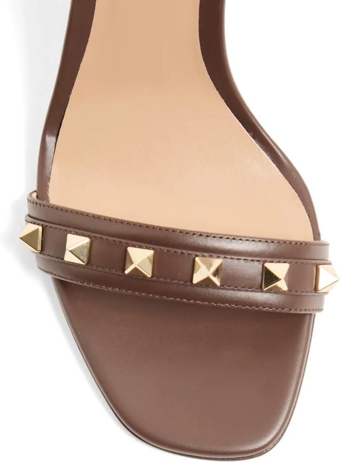 Valentino Garavani Rockstud sandalen van korrelig kalfsleer met bandje 80 mm Bruin - Foto 2