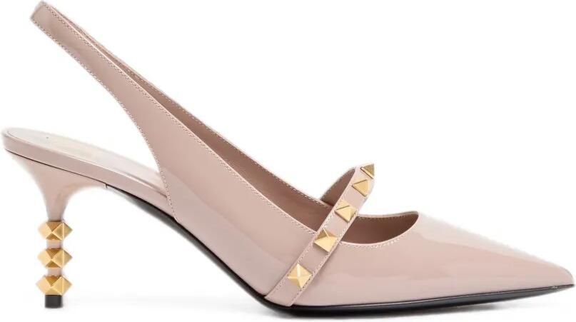Valentino Garavani Rockstud slingback pumps met lakleren sculpturale hak Roze