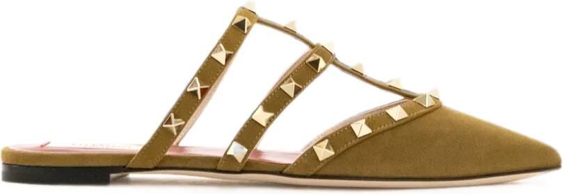 Valentino Garavani Rockstud suède muiltjes Groen