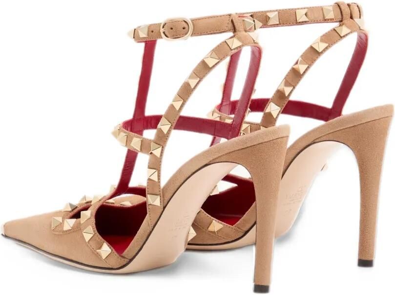 Valentino Garavani Rockstud suede pumps 100mm Beige - Foto 2