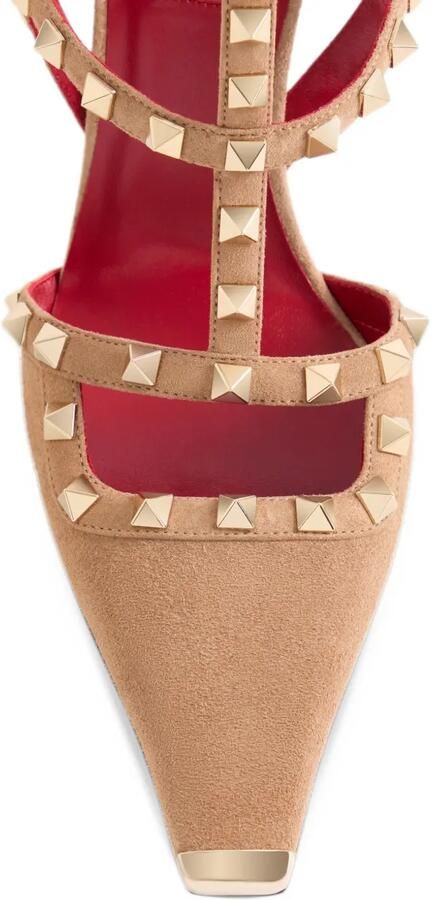 Valentino Garavani Rockstud suede pumps 100mm Beige - Foto 3
