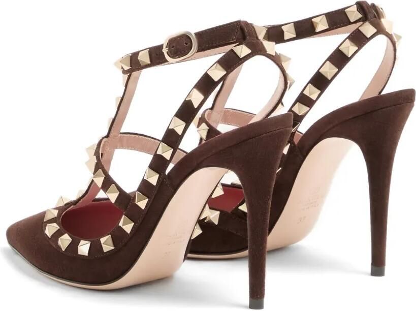 Valentino Garavani Rockstud suède pumps Bruin - Foto 4