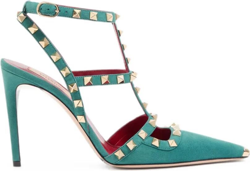Valentino Garavani Rockstud suède pumps Groen