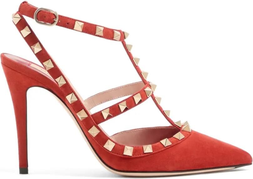 Valentino Garavani Rockstud suède pumps Rood