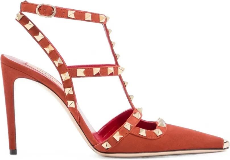 Valentino Garavani Rockstud suède pumps Rood