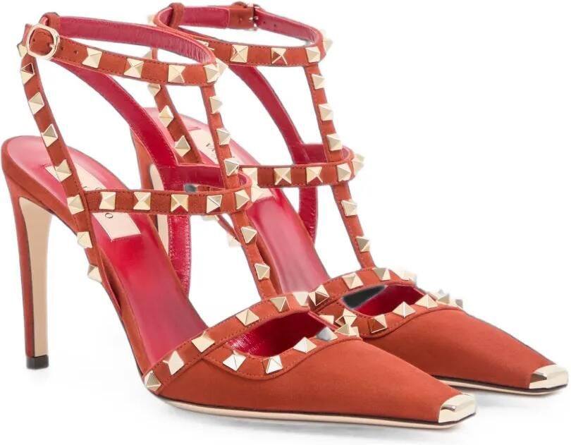 Valentino Garavani Rockstud suède pumps Rood - Foto 3