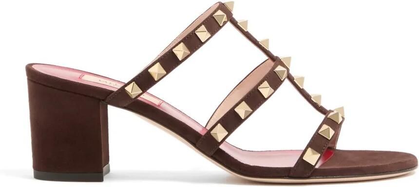 Valentino Garavani Rockstud suède sandalen 60 mm Bruin