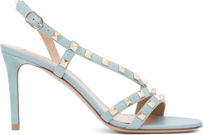Valentino Garavani Rockstud suède sandalen 85 mm Blauw