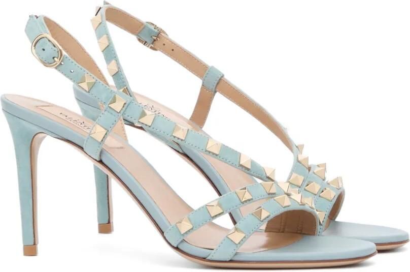 Valentino Garavani Rockstud suède sandalen 85 mm Blauw - Foto 4