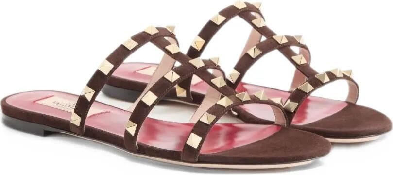 Valentino Garavani Rockstud suède sandalen Bruin - Foto 1