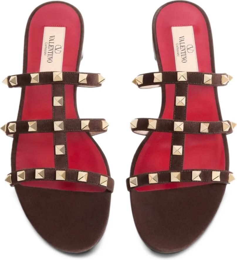 Valentino Garavani Rockstud suède sandalen Bruin - Foto 2