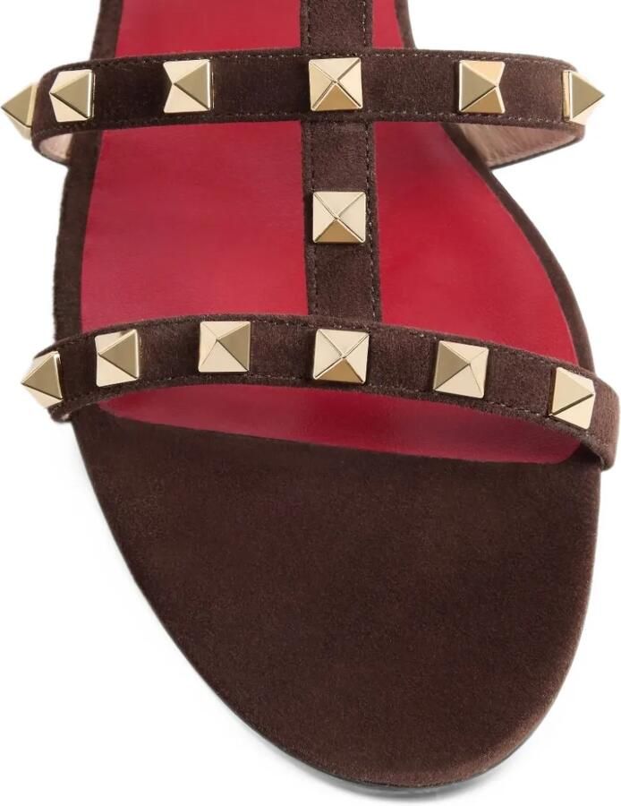 Valentino Garavani Rockstud suède sandalen Bruin - Foto 3