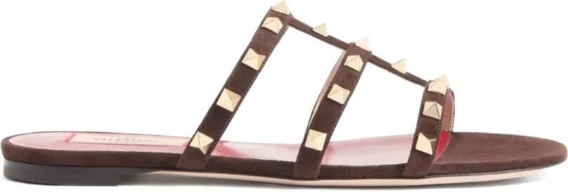 Valentino Garavani Rockstud suède sandalen Bruin - Foto 5