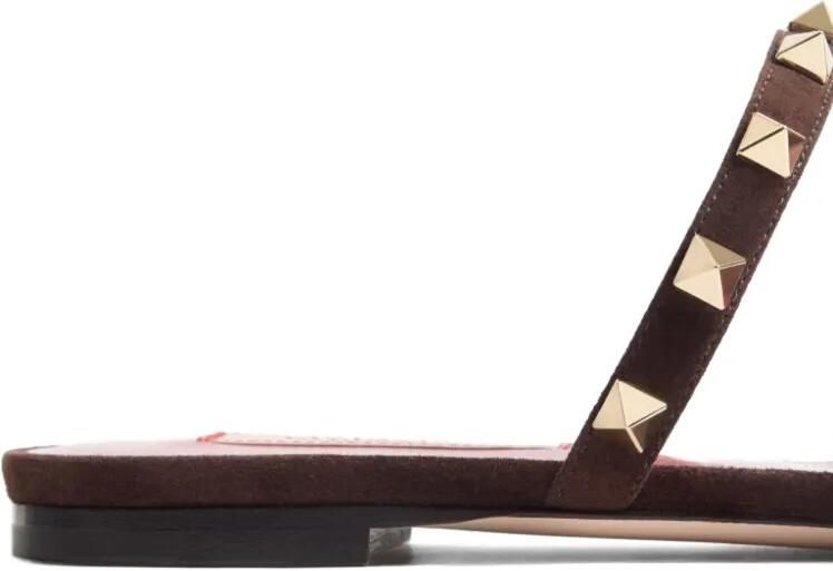 Valentino Garavani Rockstud suède sandalen Bruin - Foto 4