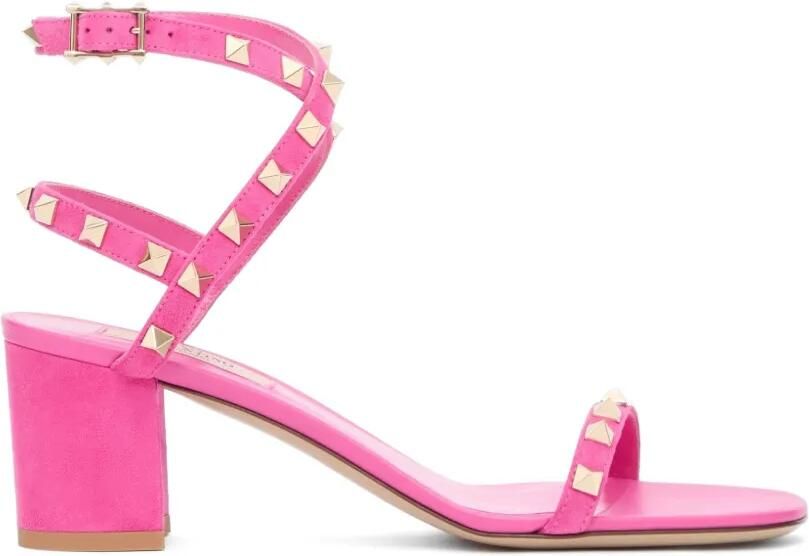 Valentino Garavani Rockstud suède sandalen met bandjes Roze