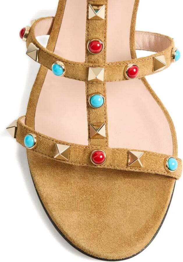 Valentino Garavani Rockstud suède sandalen met cabochon Bruin - Foto 2