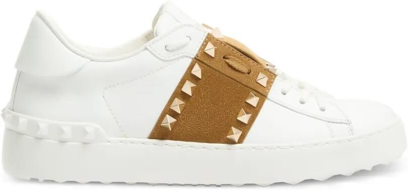 Valentino Garavani Rockstud Untitled kalfsleren sneakers met leren band Wit
