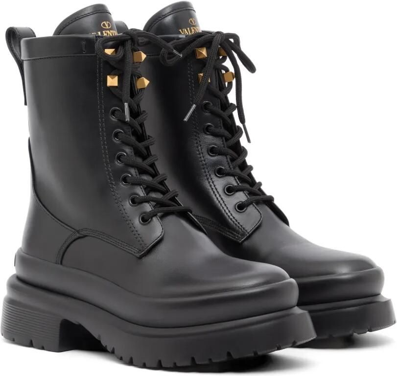 Valentino Garavani Roman Stud kalfsleren combat boots 50 mm Zwart - Foto 3