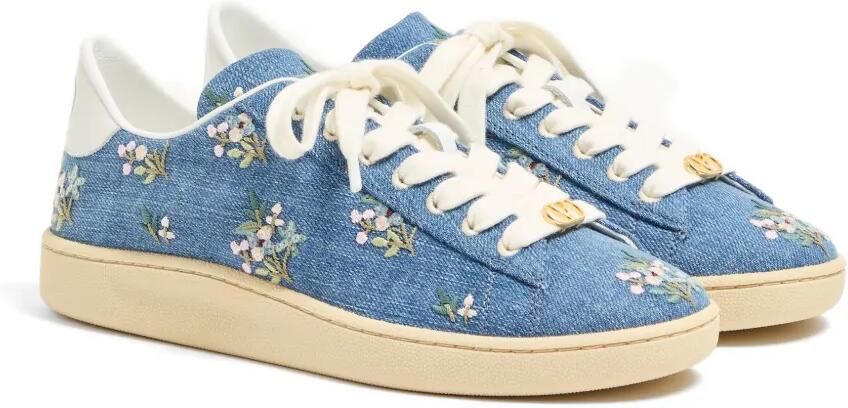 Valentino Garavani Royco denim sneakers met geborduurde bloemen Blauw - Foto 3
