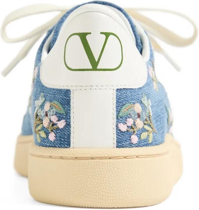 Valentino Garavani Royco denim sneakers met geborduurde bloemen Blauw - Foto 2