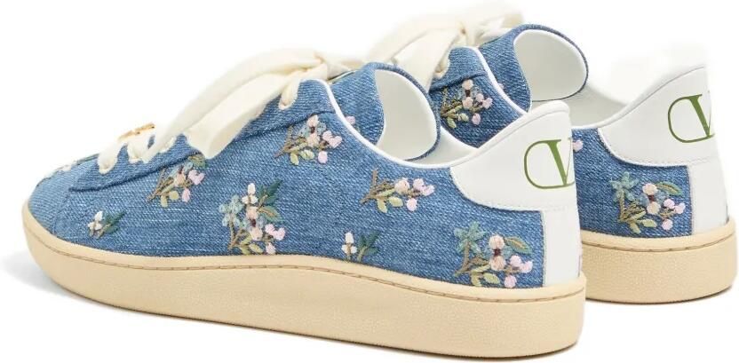 Valentino Garavani Royco denim sneakers met geborduurde bloemen Blauw - Foto 4
