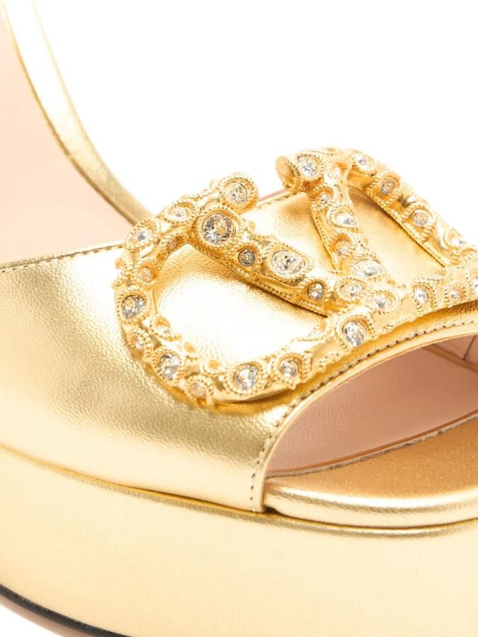 Valentino Garavani Sandalen verfraaid met kristallen Goud - Foto 4
