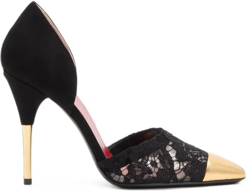 Valentino Garavani Sinead suède pumps met kant 105 mm Zwart