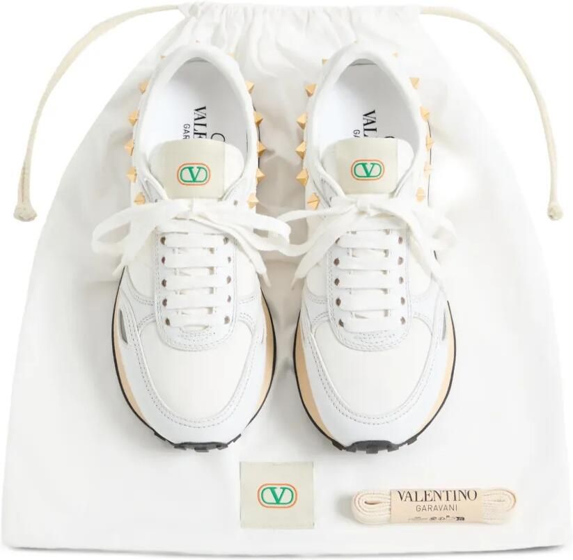 Valentino Garavani Stud Up leren en nylon sneakers Wit - Foto 3