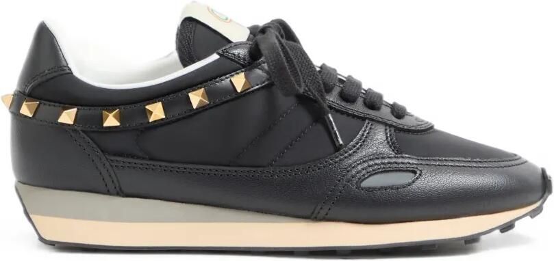 Valentino Garavani Stud Up leren en nylon sneakers Zwart