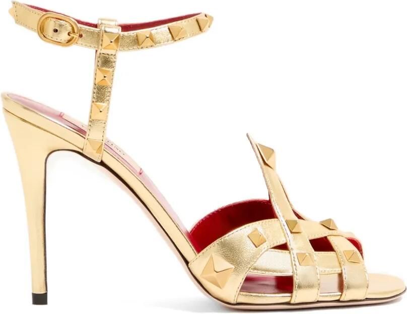 Valentino Garavani Studdy sandalen van gelamineerd nappaleer Goud