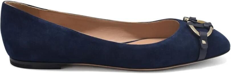 Valentino Garavani Suède ballerina's met logo Blauw