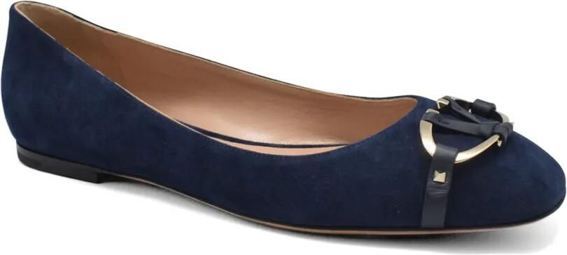 Valentino Garavani Suède ballerina's met logo Blauw - Foto 3