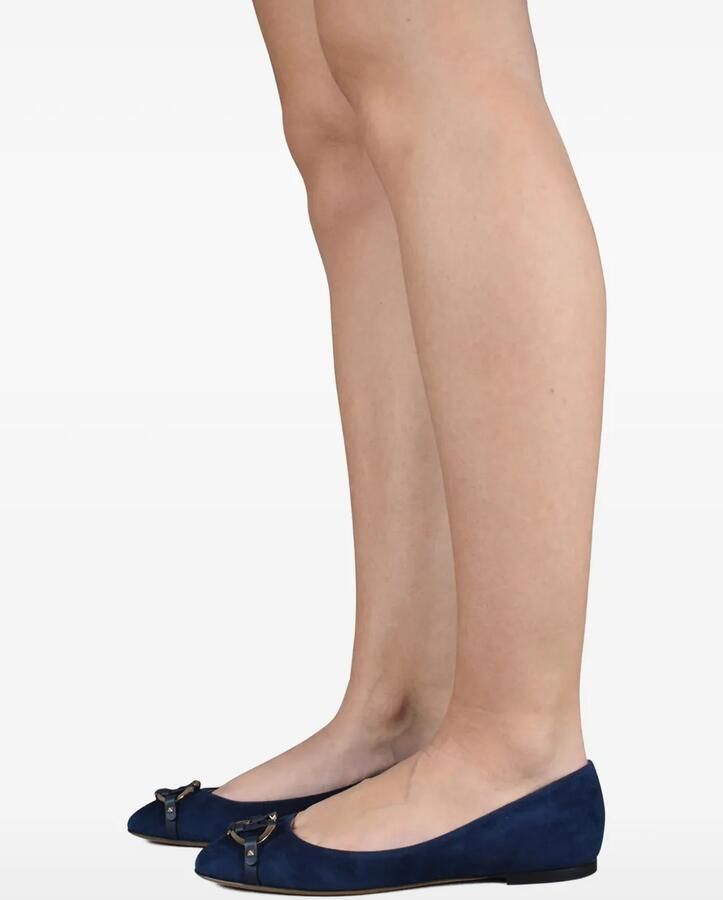 Valentino Garavani Suède ballerina's met logo Blauw - Foto 2