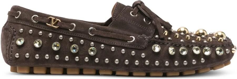 Valentino Garavani Suède bootschoenen met studs Bruin