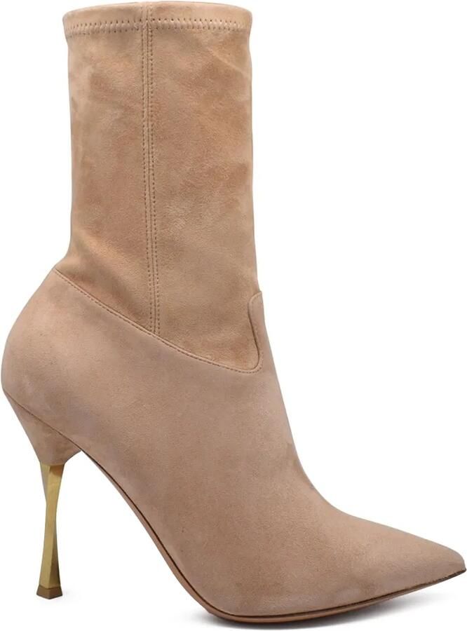 Valentino Garavani twisted-heel suede boots Beige