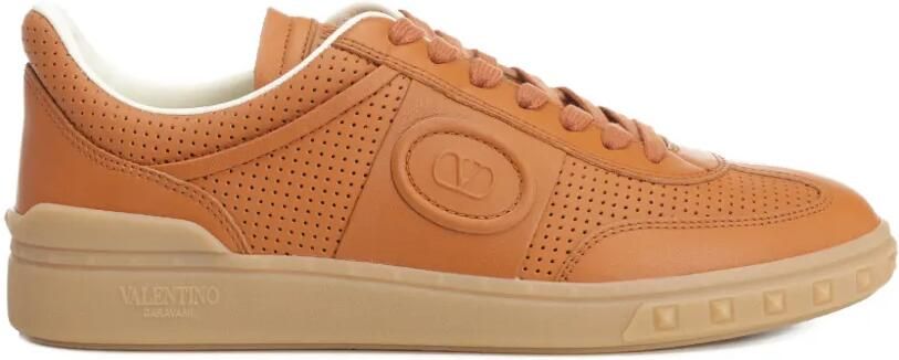 Valentino Garavani Upvillage low-top geperforeerde sneakers van nappa leer Bruin