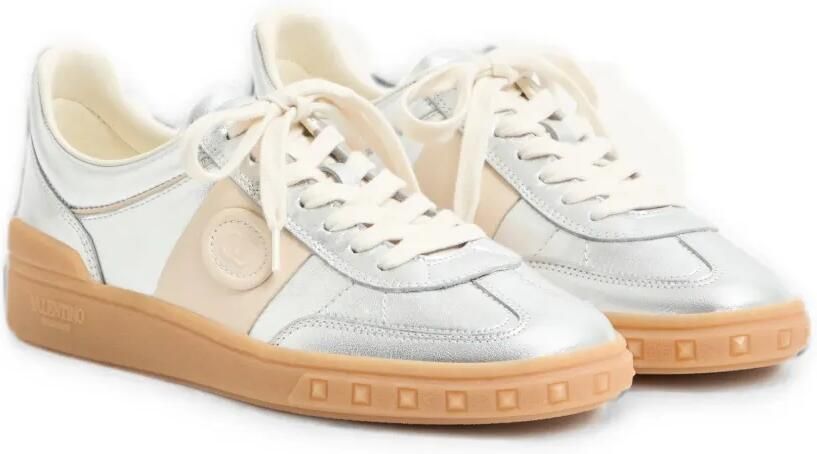 Valentino Garavani Upvillage sneakers van gelamineerd kalfsleer met nappa kalfsleren bandje Zilver - Foto 3