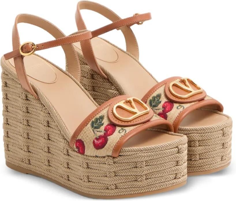 Valentino Garavani v-logo signature sandalen met sleehak Beige - Foto 3