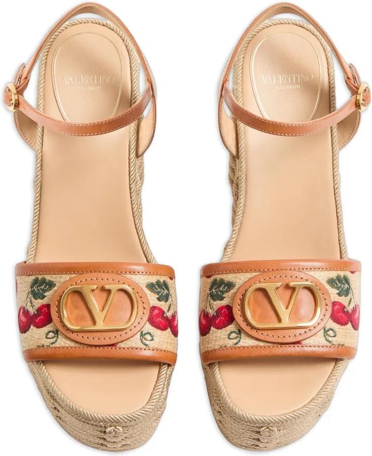 Valentino Garavani v-logo signature sandalen met sleehak Beige - Foto 2