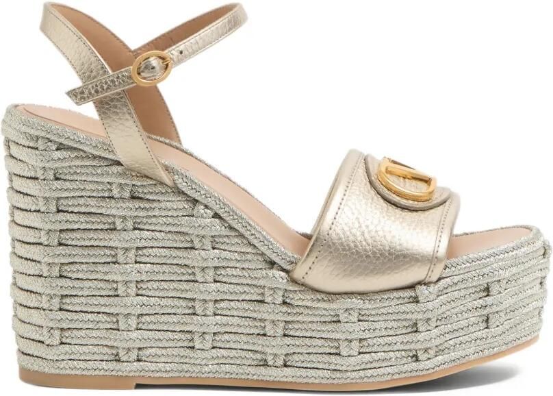 Valentino Garavani v-logo signature sandalen met sleehak Beige