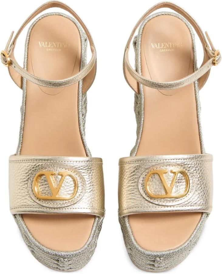 Valentino Garavani v-logo signature sandalen met sleehak Beige - Foto 2