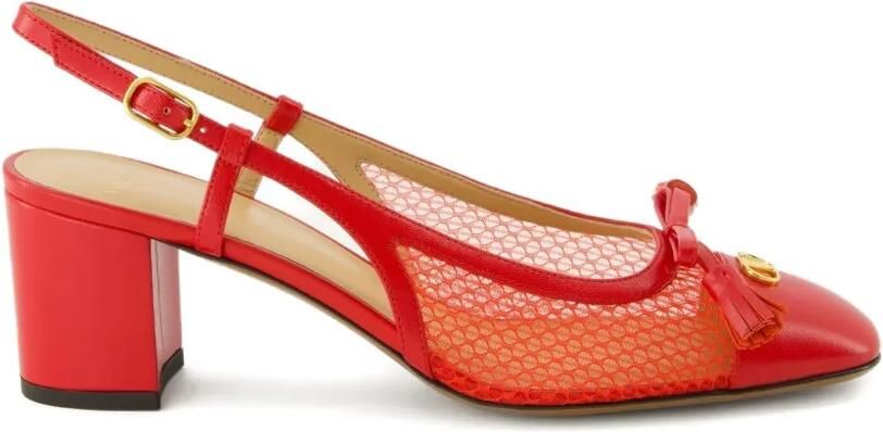 Valentino Garavani Valet Du Roi slingback pumps met mesh Rood