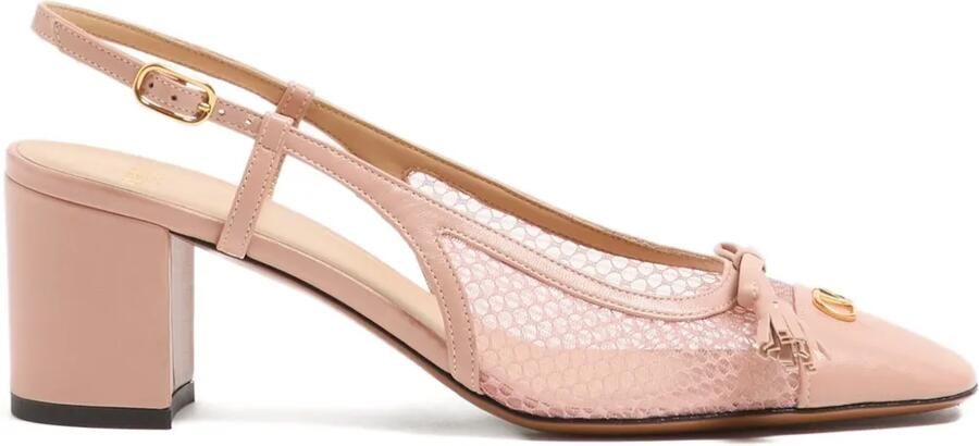 Valentino Garavani Valet Du Roi slingback pumps met mesh Roze