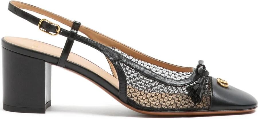Valentino Garavani Valet Du Roi slingback pumps met mesh Zwart