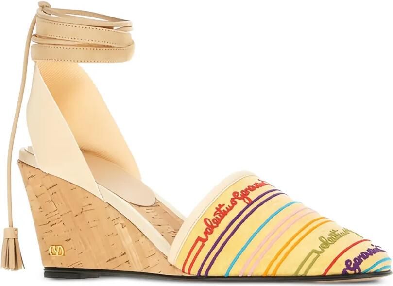 Valentino Garavani Veelkleurige gestreepte espadrilles Beige - Foto 3