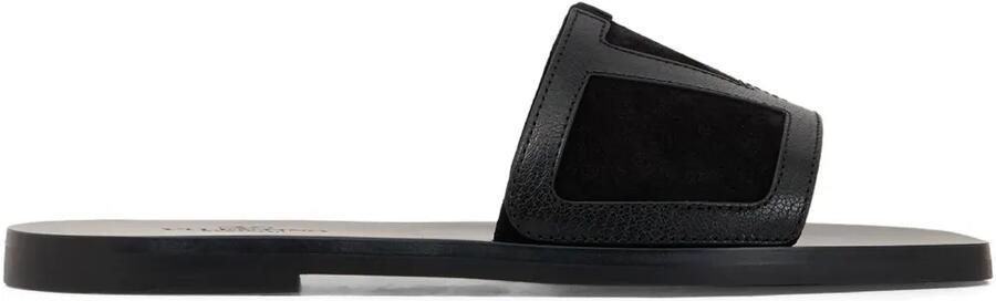 Valentino Garavani Viva Superstar platte leren sandalen Zwart
