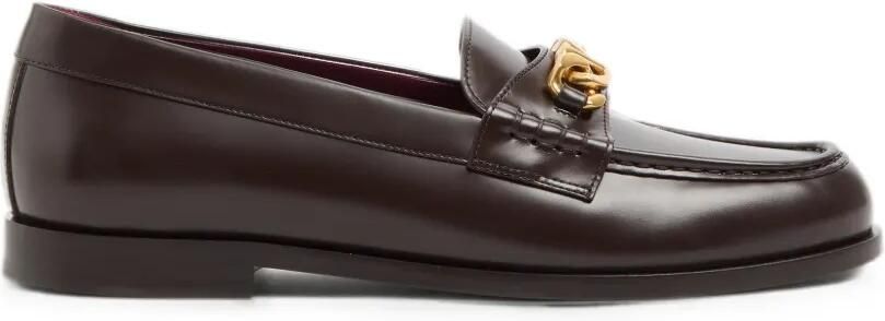 Valentino Garavani Vlogo Chain kalfsleren loafers Bruin