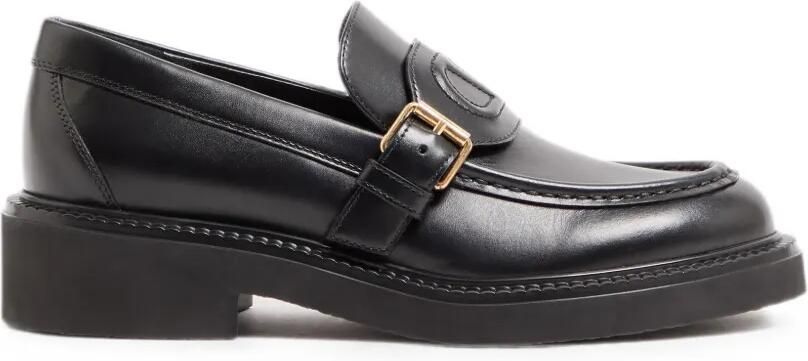 Valentino Garavani VLogo kalfsleren mocassin met reliëf Zwart